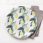 Watercolor Yellow Lemons Seamless Pattern Paper Plate<br><div class="desc">Watercolor Yellow Lemons Seamless Pattern</div>