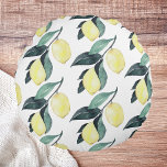 Watercolor Yellow Lemons Seamless Pattern Round Cushion<br><div class="desc">Watercolor Yellow Lemons Seamless Pattern</div>