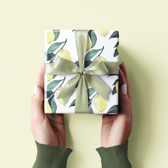 Watercolor Yellow Lemons Seamless Pattern Wrapping Paper (Creator Uploaded)