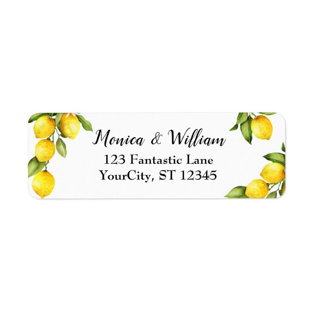 Watercolor Yellow Lemons with Fresh Greenery (Front)