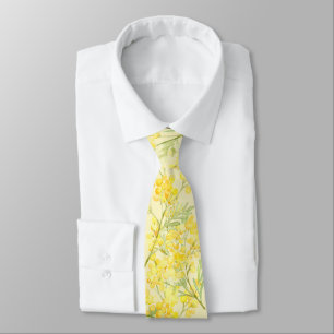 watercolor yellow mimosa flowers tie