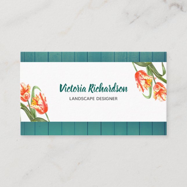 Watercolor Yellow Parrot Tulips Floral Art Business Card (Front)