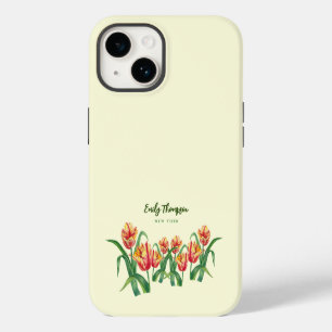 Watercolor Yellow Parrot Tulips Floral Art iPhone 14 Case