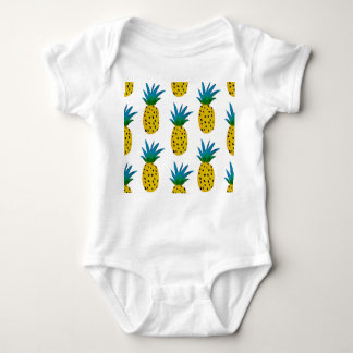 Watercolor Yellow Pineapples Pattern Baby Bodysuit