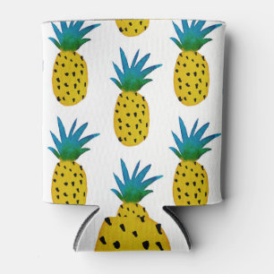 Watercolor Yellow Pineapples Pattern Can Cooler