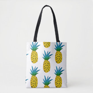 Watercolor Yellow Pineapples Pattern Tote Bag