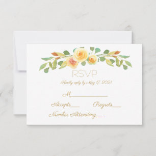 Watercolor Yellow Rose Bouquet RSVP Card