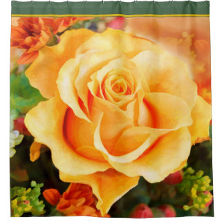 Watercolor Yellow Rose in Full Bloom Shower Curtain