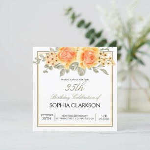 Watercolor Yellow Roses Birthday Invitation