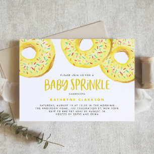 Watercolor Yellow Sprinkle Doughnuts Baby Sprinkle Invitation