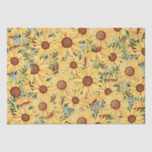 Watercolor Yellow Sunflower and Leaves   Tissue Paper