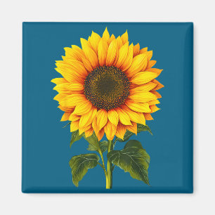 Watercolor yellow sunflower botanical garden summe magnet