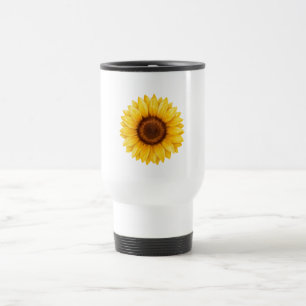Watercolor Yellow Sunflower Floral Stainless Steel Travel Mug