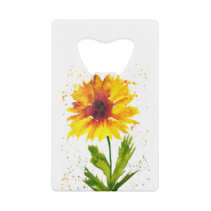 Watercolor yellow sunflower flower chic rustic