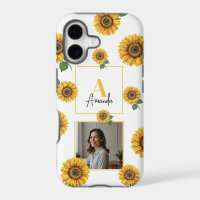 Watercolor Yellow Sunflower Monogram Mum