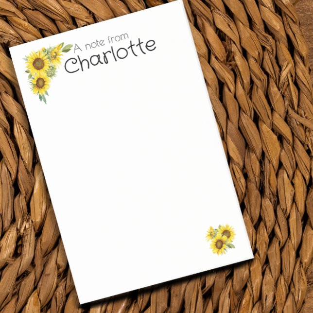 Watercolor yellow sunflower name post-it notes (Creator Uploaded)