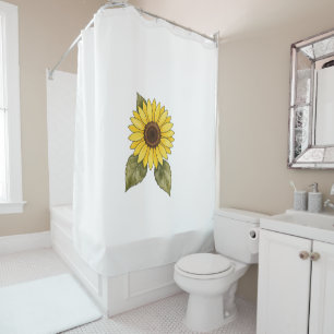 Watercolor yellow sunflower shower curtains