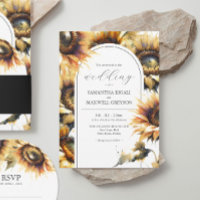 Watercolor Yellow Sunflower Wedding Invitations