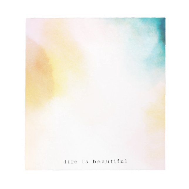 Watercolor Yellow Teal Blue Tie Dye Ombre Notepad (Front)