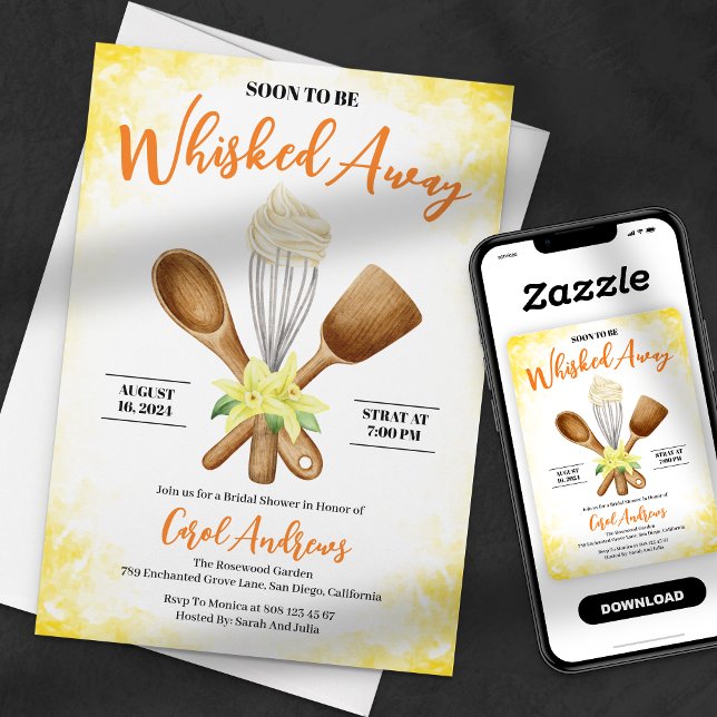 Watercolor Yellow Whisked Away Bridal Shower Invitation (Creator Uploaded)