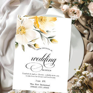 Watercolor Yellow White Flowers Rehearsal Dinner   Invitation