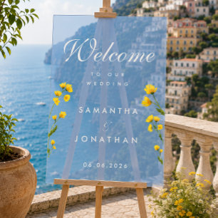Watercolor yellow wildflowers wedding  acrylic sign