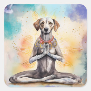 Watercolor Yoga Dog Square Sticker