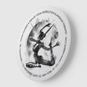 Watercolor Yoga Reiki One-Legged King Pigeon Pose Large Clock