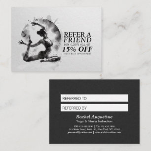 Watercolor Yoga Reiki One-Legged King Pigeon Pose Referral Card