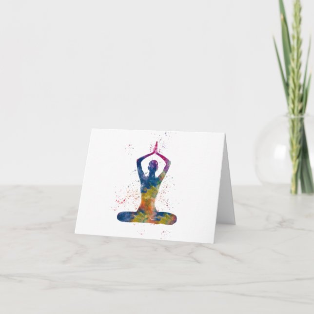 watercolor yoga thank you card (Front)