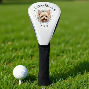 Watercolor Yorkie and Floral Wreath Golf Head Cover