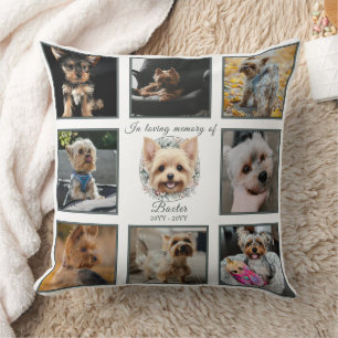Watercolor Yorkie and Floral Wreath Memorial Cushion