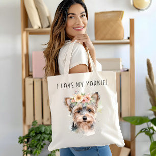 Watercolor Yorkie Girl I Love my Yorkie Tote Bag