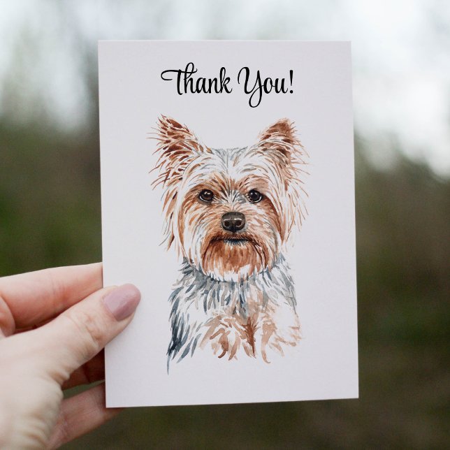 Watercolor Yorkie Thank You Card (Creator Uploaded)