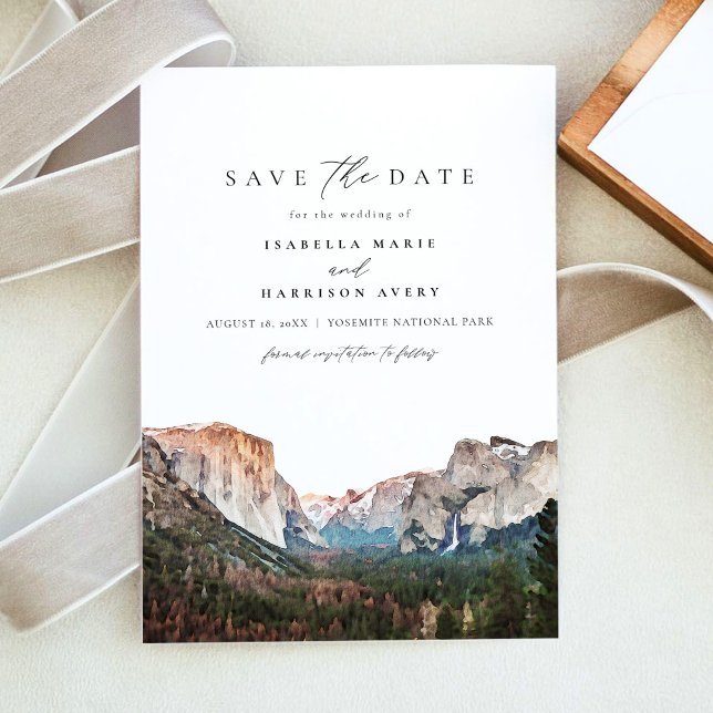 Watercolor Yosemite National Park Save the Date Invitation (Creator Uploaded)
