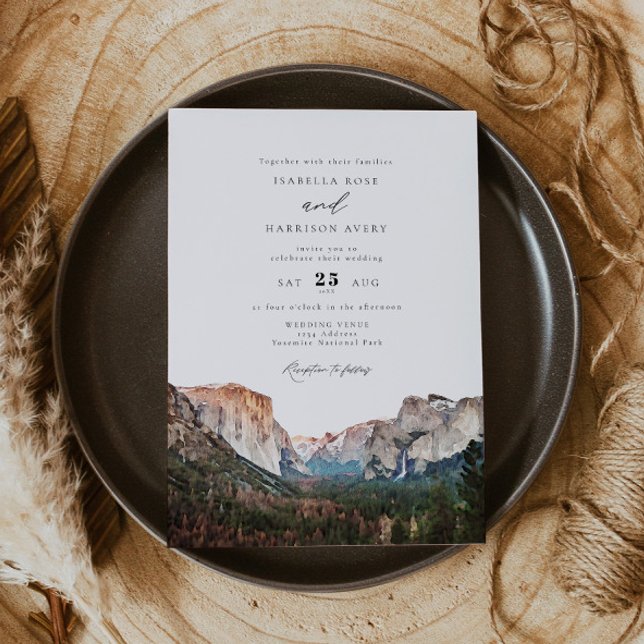 Watercolor Yosemite National Park Skyline Wedding Invitation (Creator Uploaded)