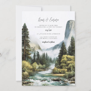Watercolor Yosemite National Park Vinatge Wedding Invitation