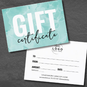 Watercolor Your Logo Business Gift Certificate
