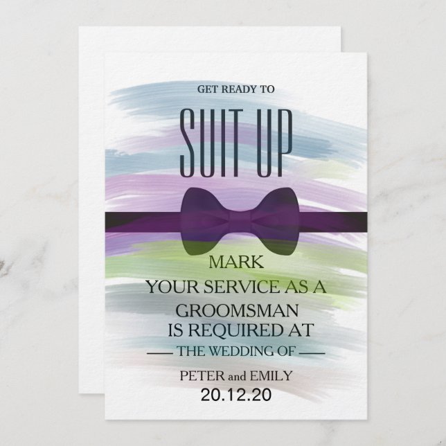 Watercolor Your Service as a Groomsman Invitation (Front/Back)