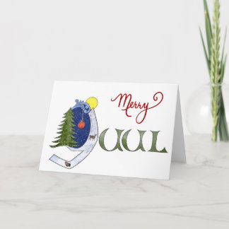 Watercolor Yuul Design With Illuminated Letter Y Holiday Card