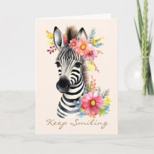 Watercolor Zebra and Floral Wreath 