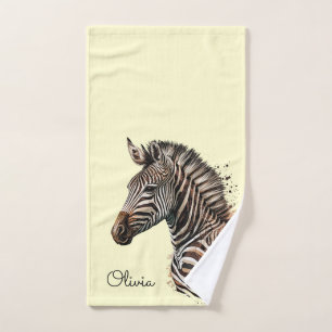 Watercolor zebra head decoration bath towel set