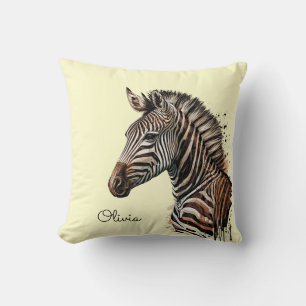 Watercolor zebra head decoration cushion