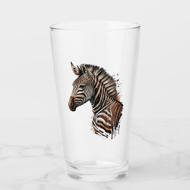 Watercolor zebra head decoration glass (Front)