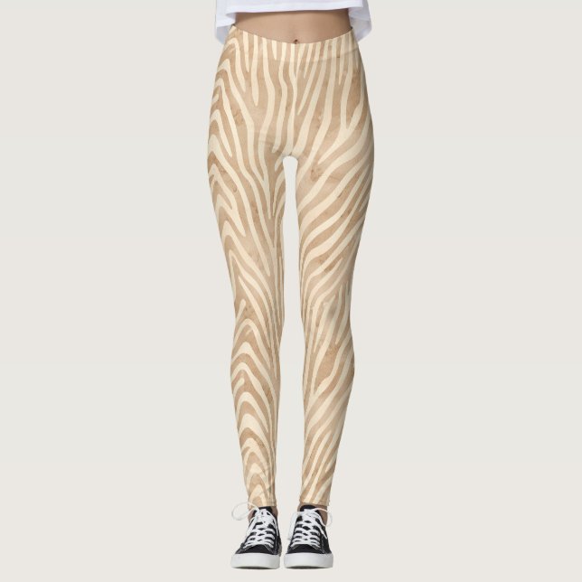 Watercolor Zebra Print Leggings (Front)