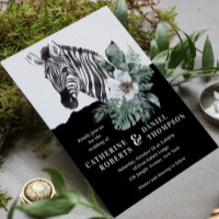 Watercolor Zebra Safari Floral Wedding