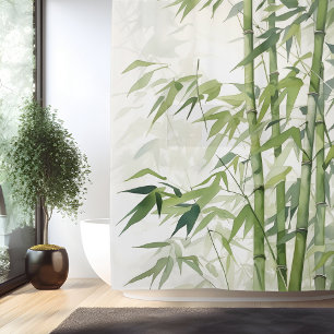 Watercolor Zen Bamboo Harmony Shower Curtain