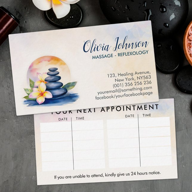 Watercolor Zen - Serenity Spa Business Card (Creator Uploaded)