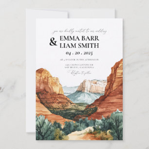 Watercolor Zion National Park Wedding Invitation