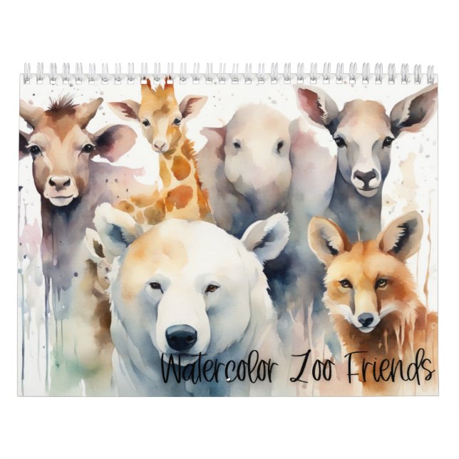 Watercolor Zoo Friends  Calendar (Cover)